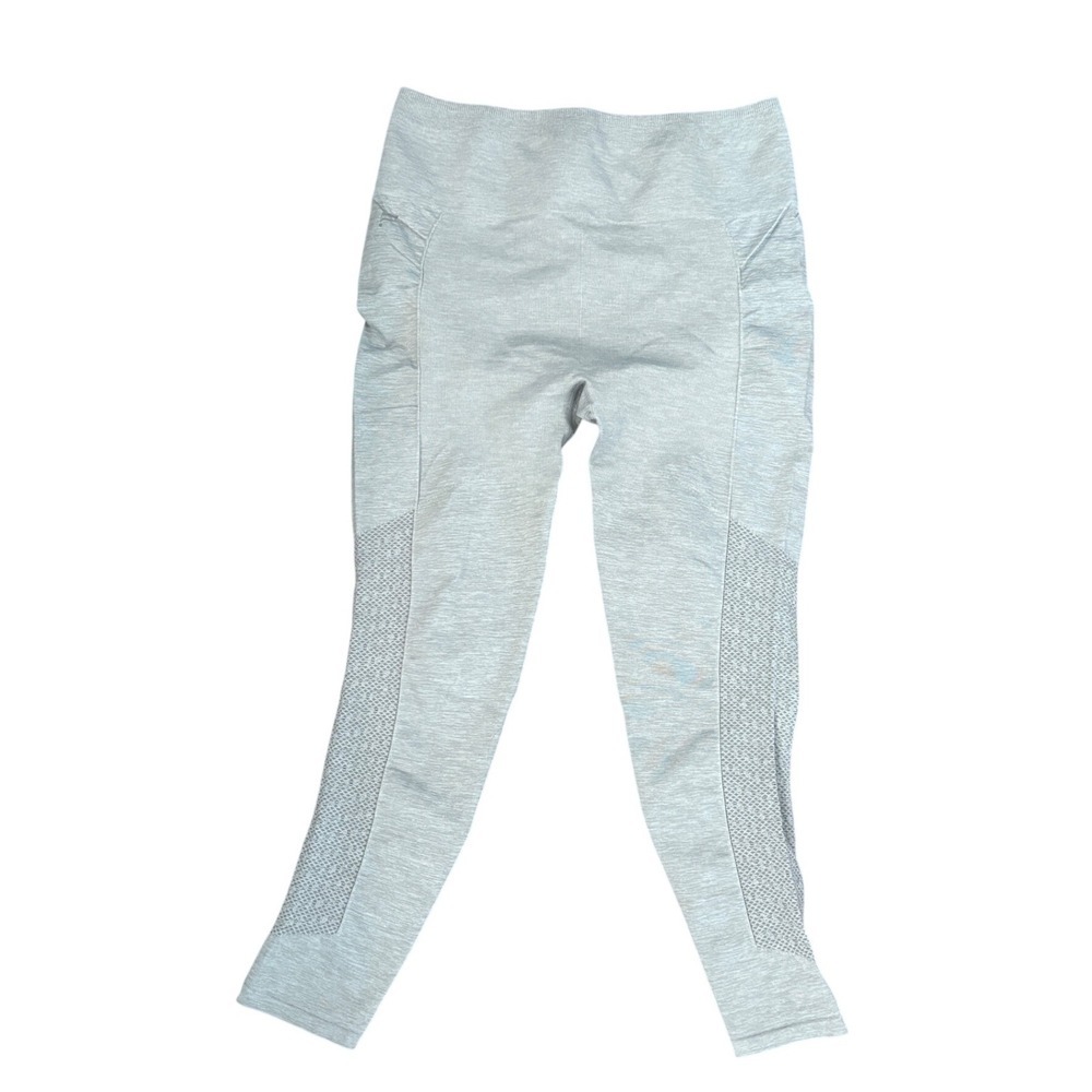 Fabletics Womens Seamless High Waisted Leggings Gray Heather Pockets Medium